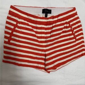 J. Crew High Waist Red and White Striped Shorts